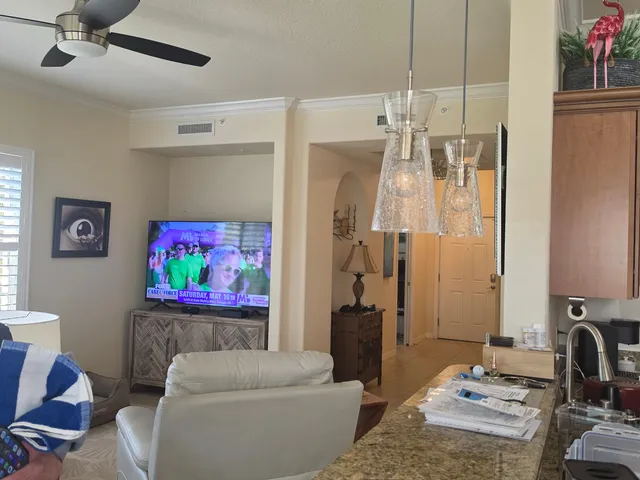 Freshly painted living room and kitchen area in a South Bradenton, FL home