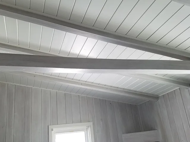Custom whitewash finish applied to interior wood in a Florida home